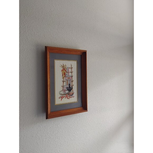 Vintage 1995 Completed Cross Stitch Native American Southwest Frame Wall Hanging - Picture 14 of 16